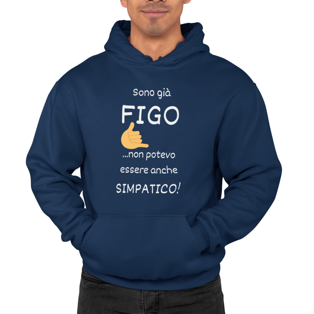 Felpa con Cappuccio Uomo "Sono già figo"