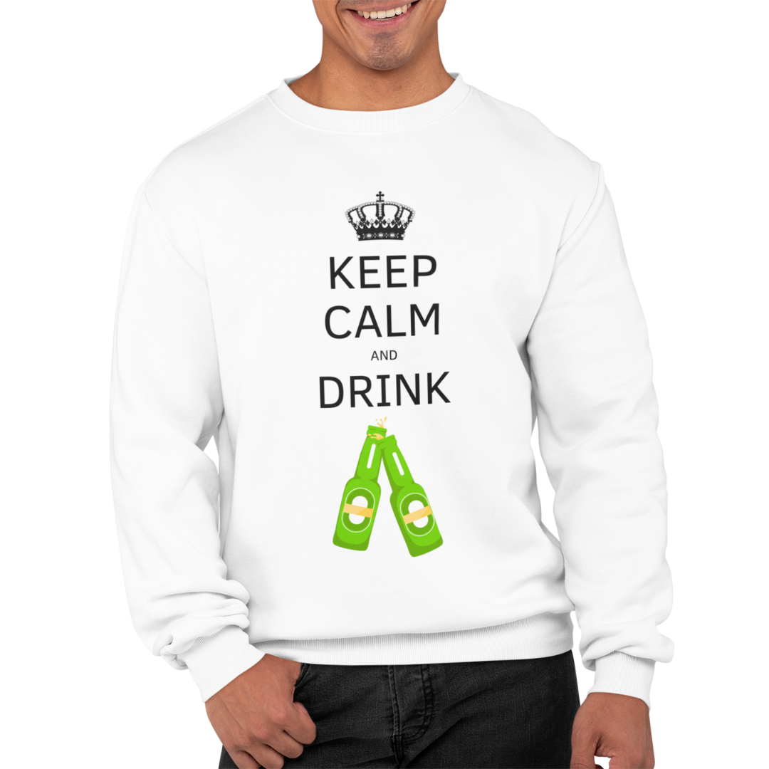Felpa Girocollo Uomo "Keep calm and drink beer"