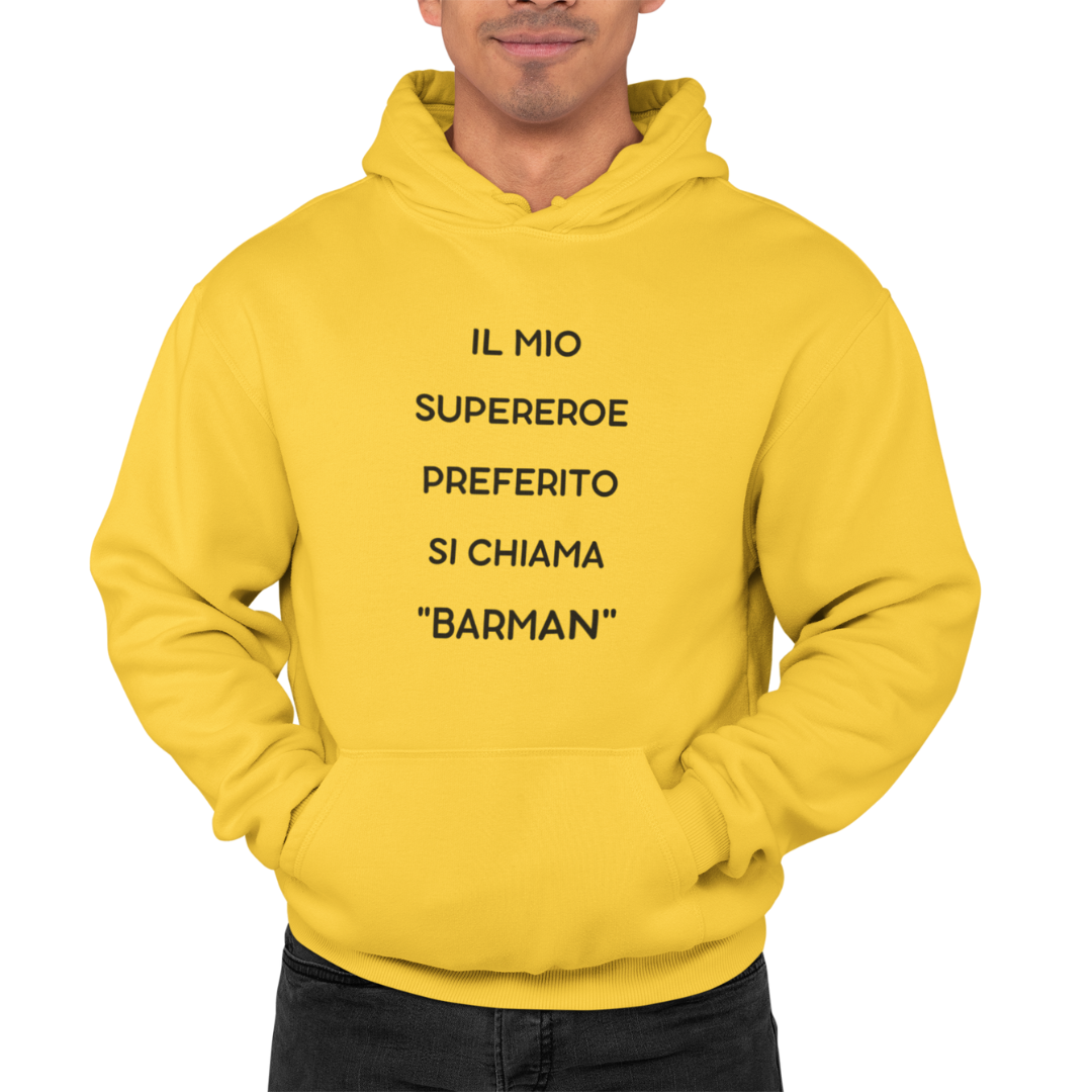 Felpa con Cappuccio Uomo "Il mio supereroe preferito"