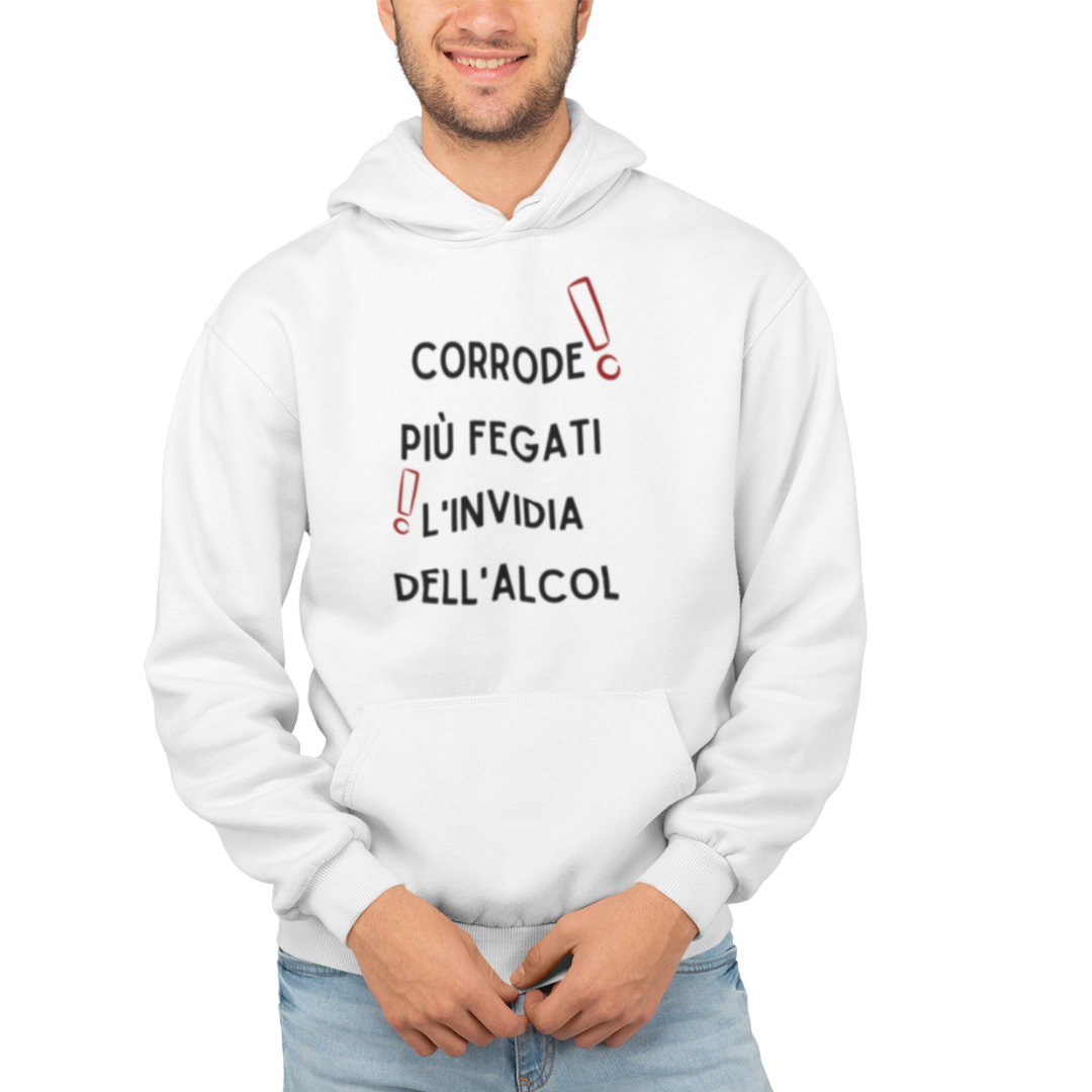 Felpa con Cappuccio Uomo "Corrode più fegati l'invidia"