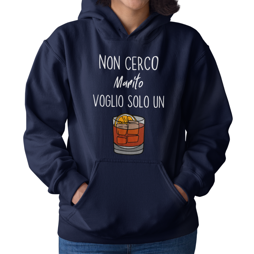 Felpa con Cappuccio Donna "Non cerco marito"