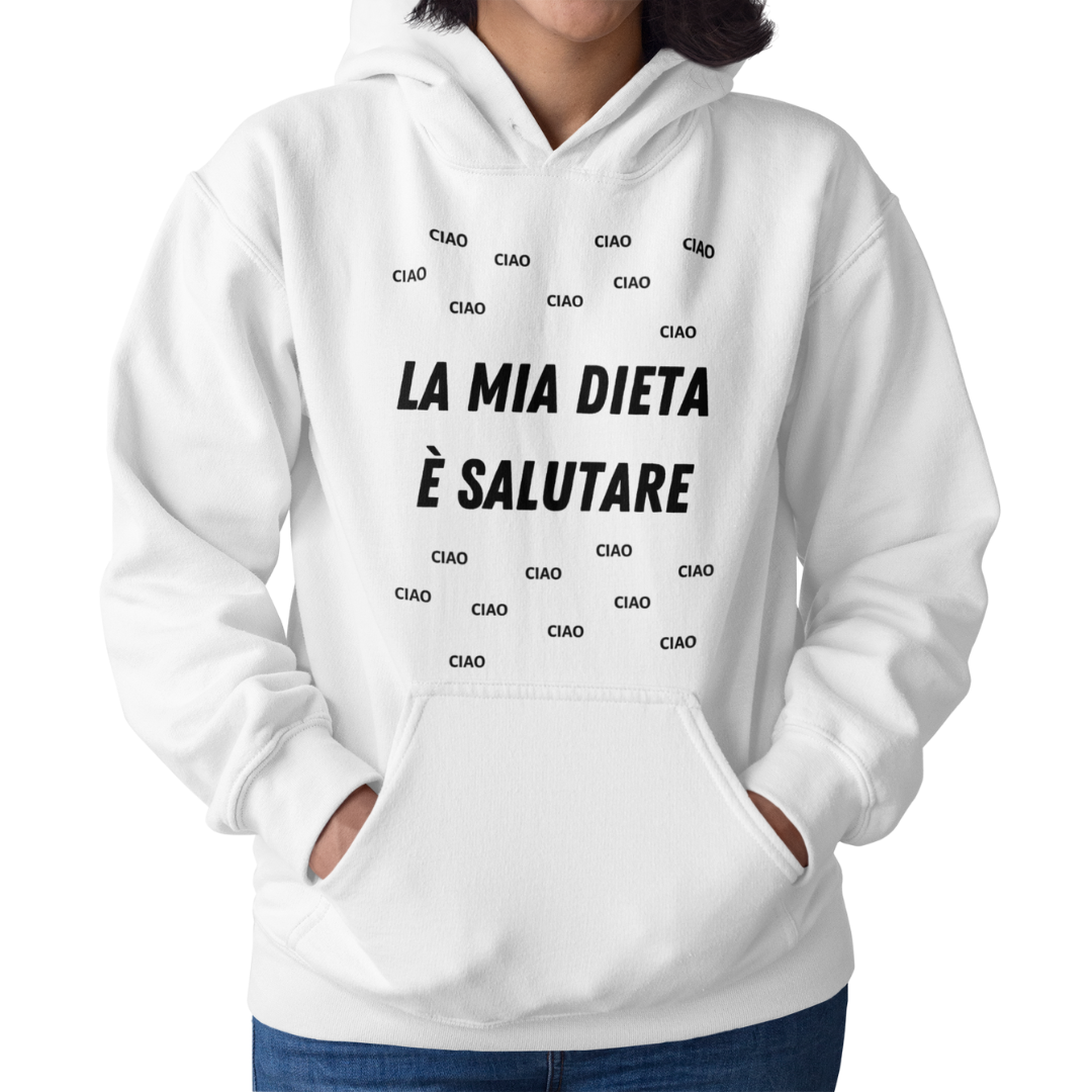 Felpa con Cappuccio Donna "La mia dieta è salutare"