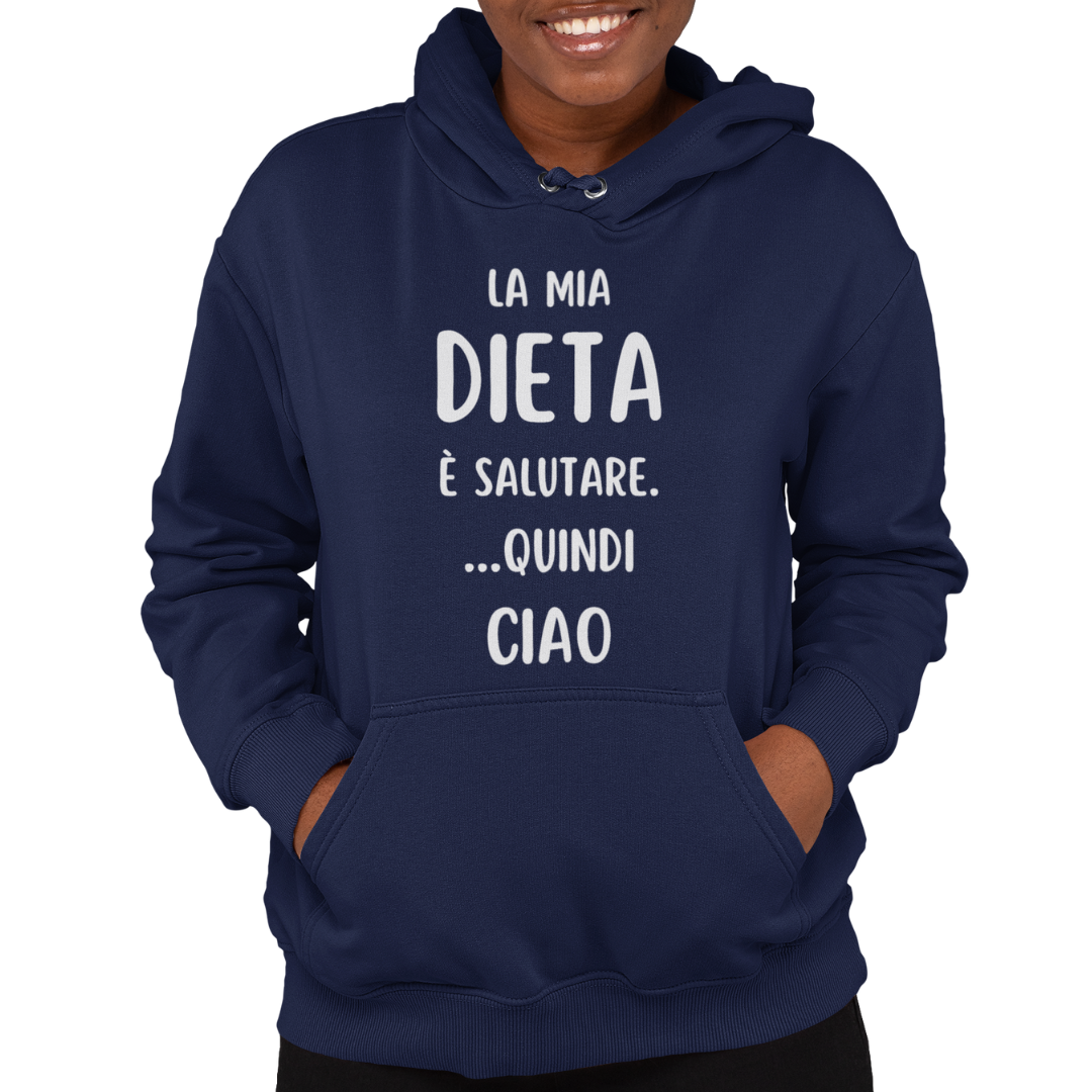 Felpa con Cappuccio Donna "La mia dieta è salutare"