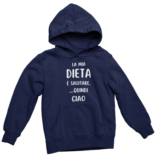 Felpa con Cappuccio Donna "La mia dieta è salutare"